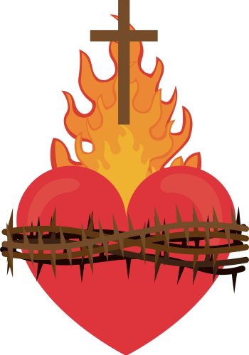 Rotes Herz mit Dornen, Kreuz